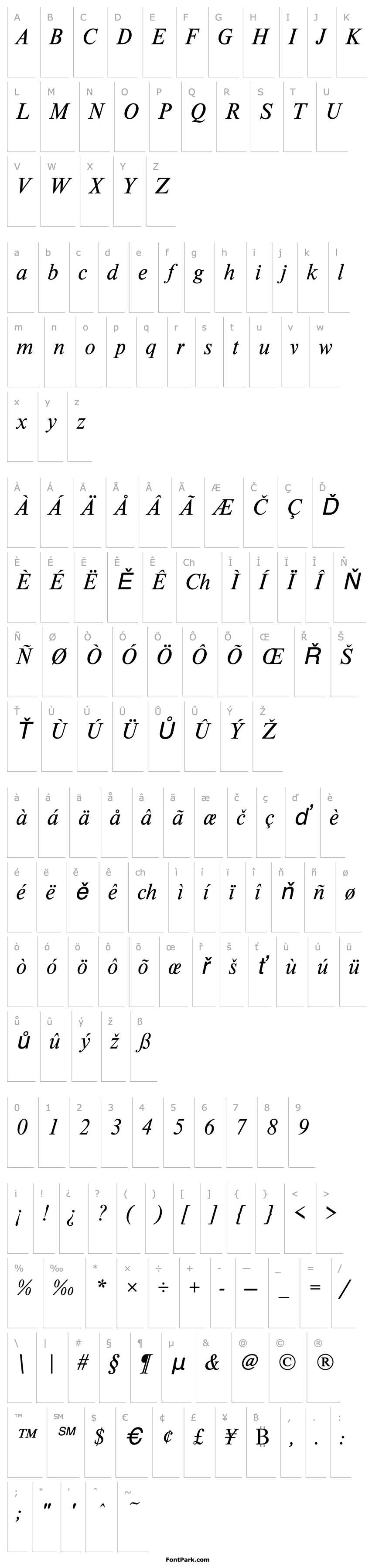 Overview NimbusRomD Italic