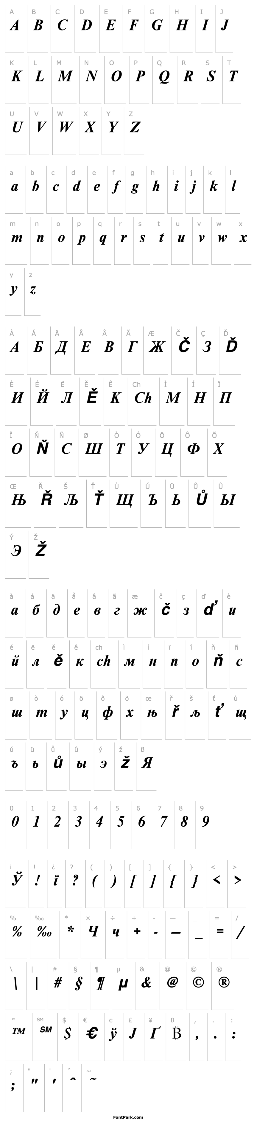 Overview NimbusRomDCY Bold Italic