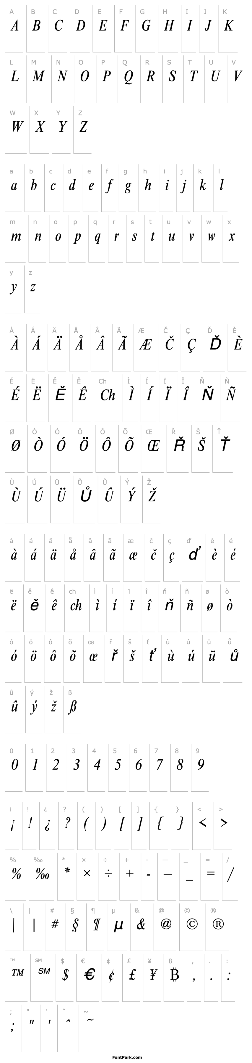 Overview NimbusRomNo9TCon Italic