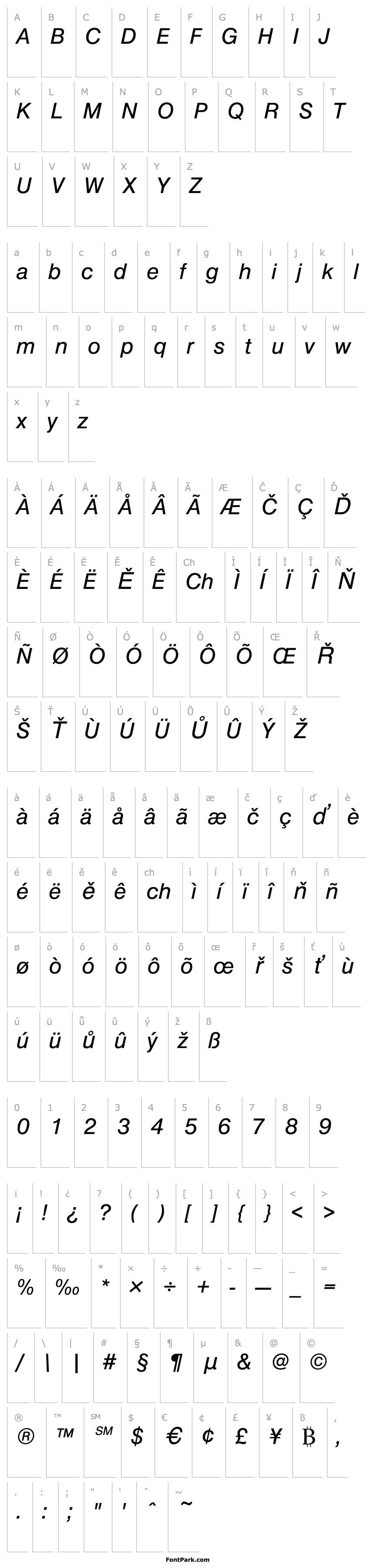 Overview NimbusSanD Italic