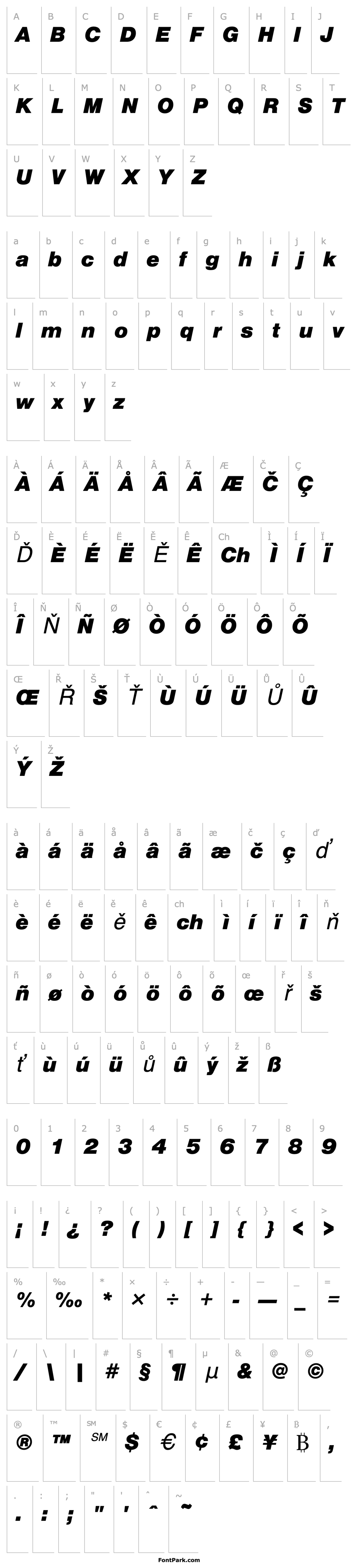 Přehled NimbusSanDBla Italic