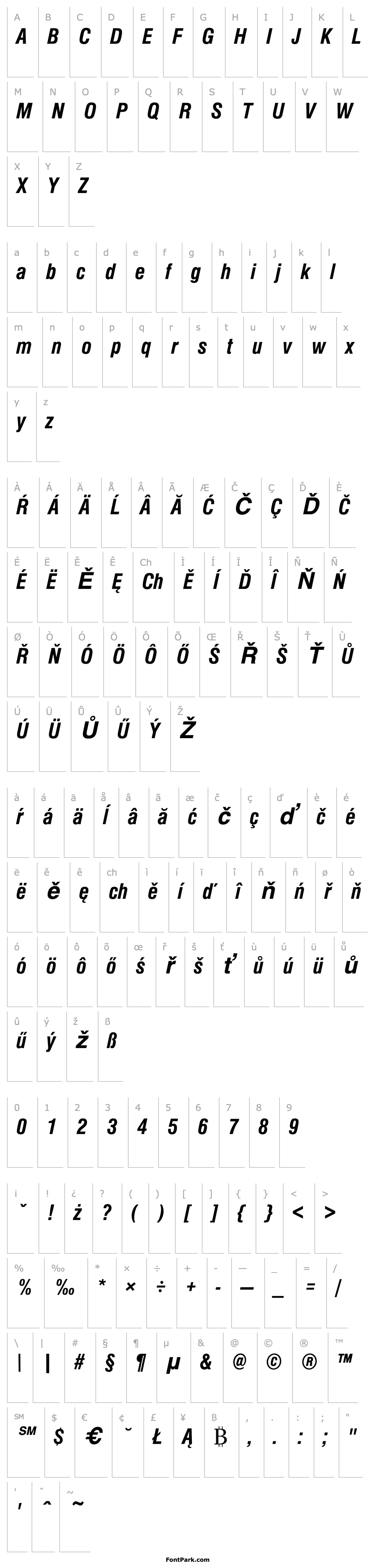 Přehled NimbusSanDEECon Bold Italic