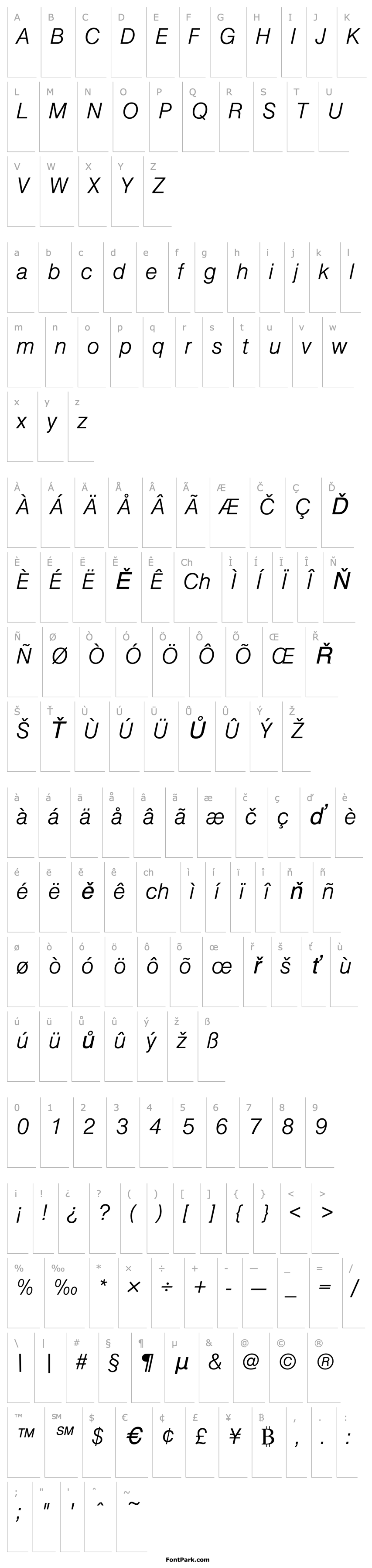 Přehled NimbusSanDLig Italic