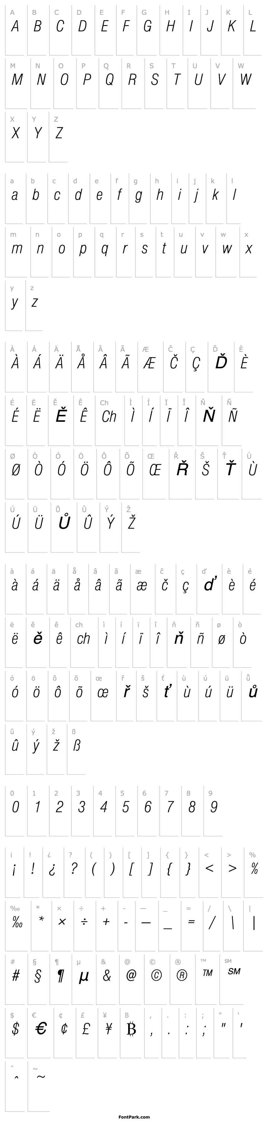 Overview NimbusSanDLigCon Italic