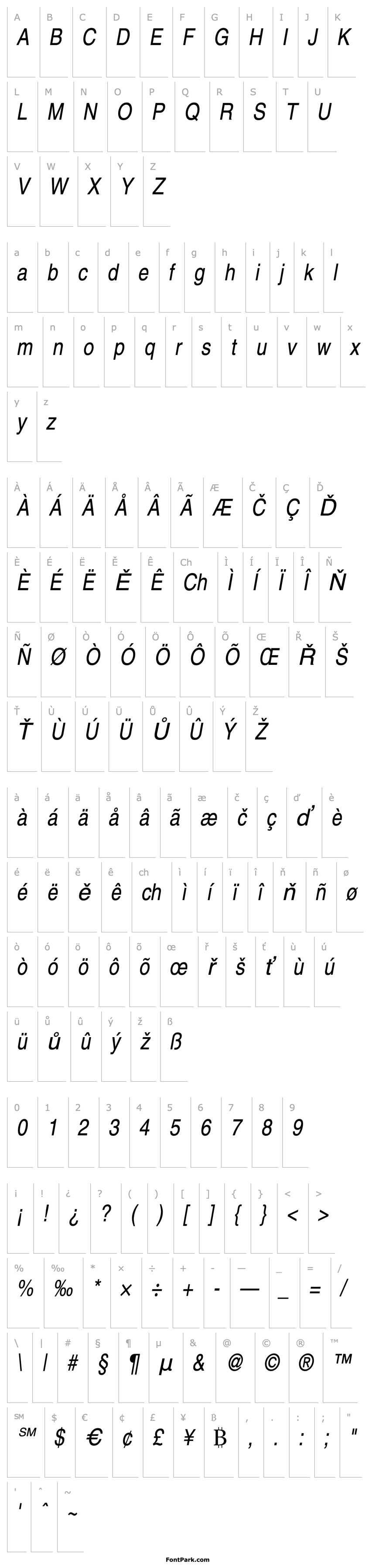 Overview NimbusSanLCon Italic