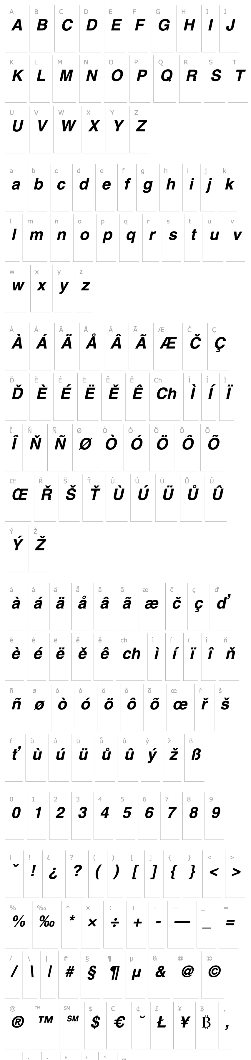 Přehled NimbusSanLEE Bold Italic