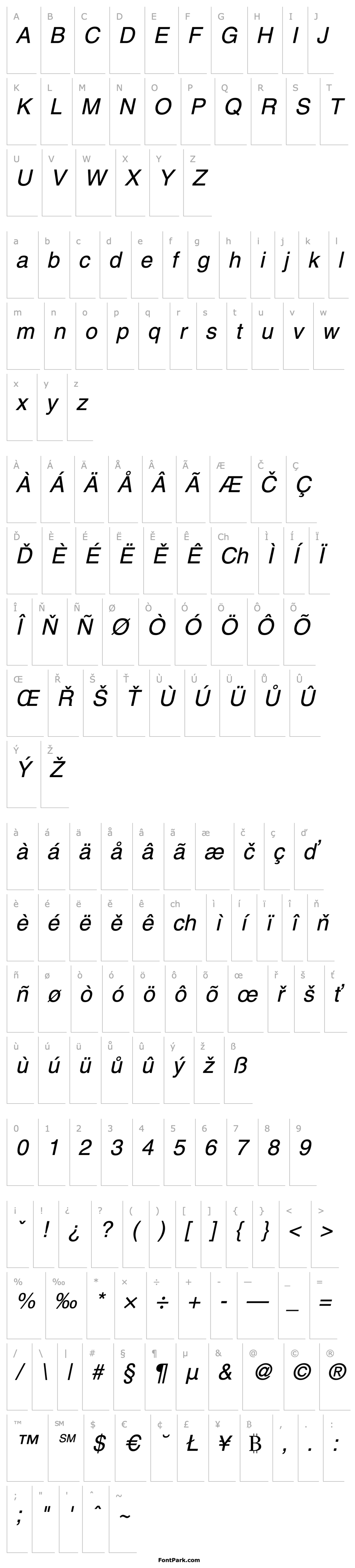 Přehled NimbusSanLEE Italic