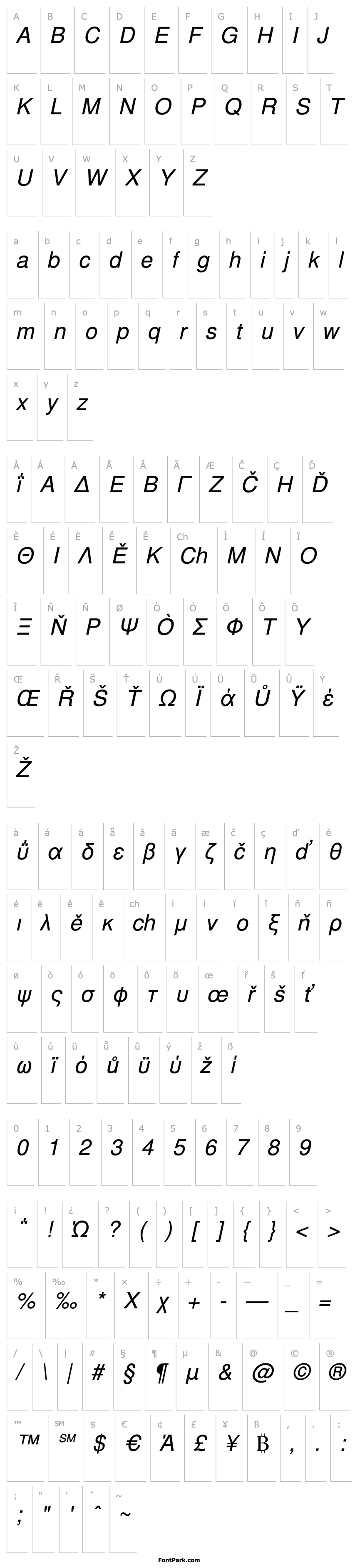 Přehled NimbusSanLGR Italic