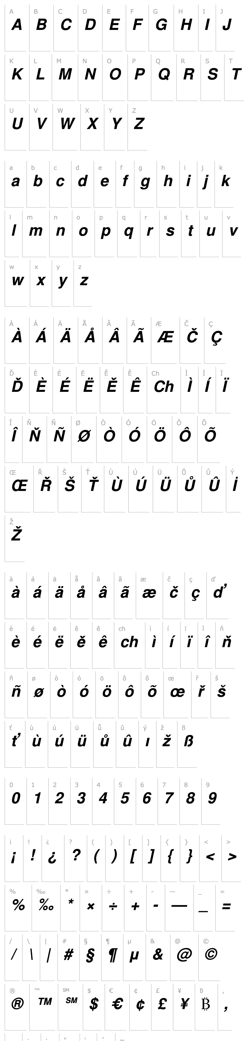 Overview NimbusSanLTU Bold Italic