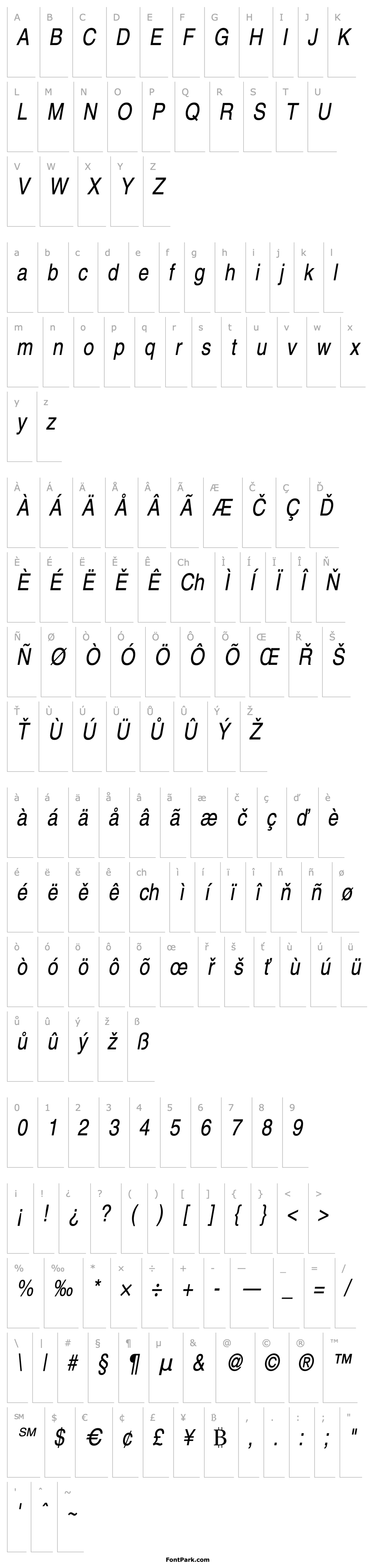 Přehled NimbusSanLUNCon Italic