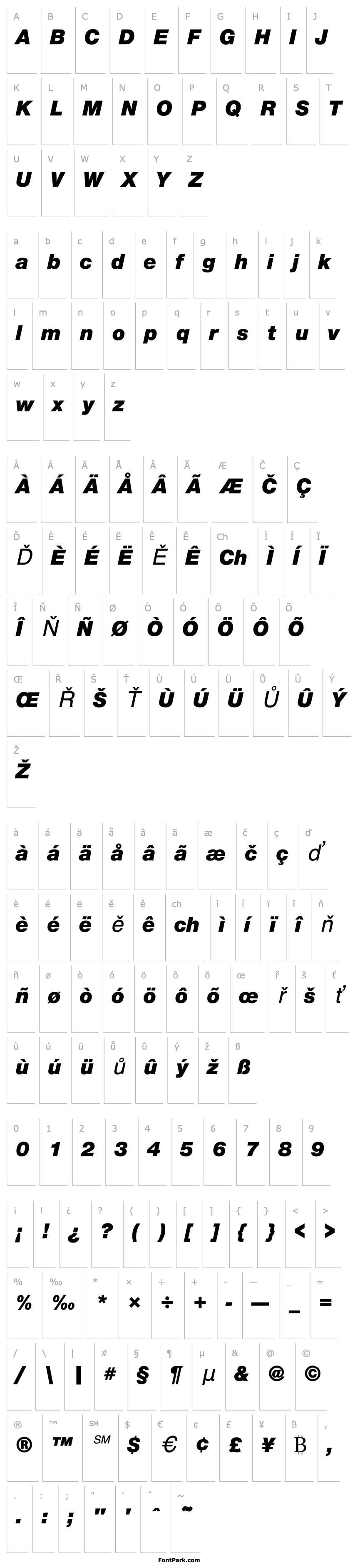 Přehled NimbusSanNovEBla Italic