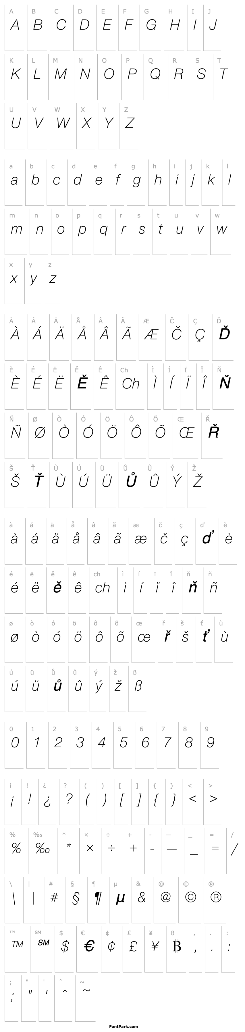 Overview NimbusSanNovTLig Italic