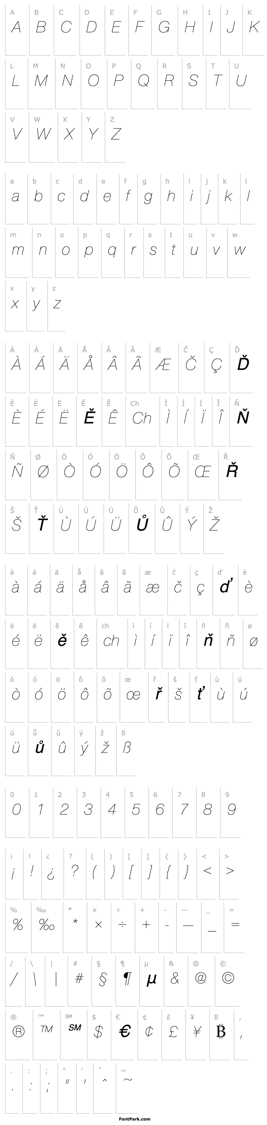 Overview NimbusSanNovTUltLig Italic