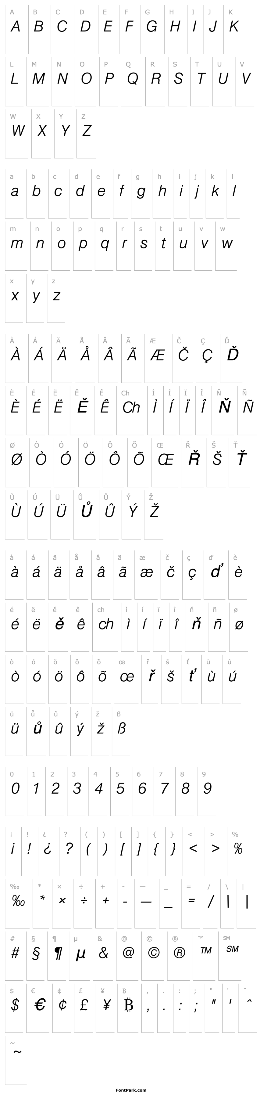 Overview NimbusSanPLig Italic