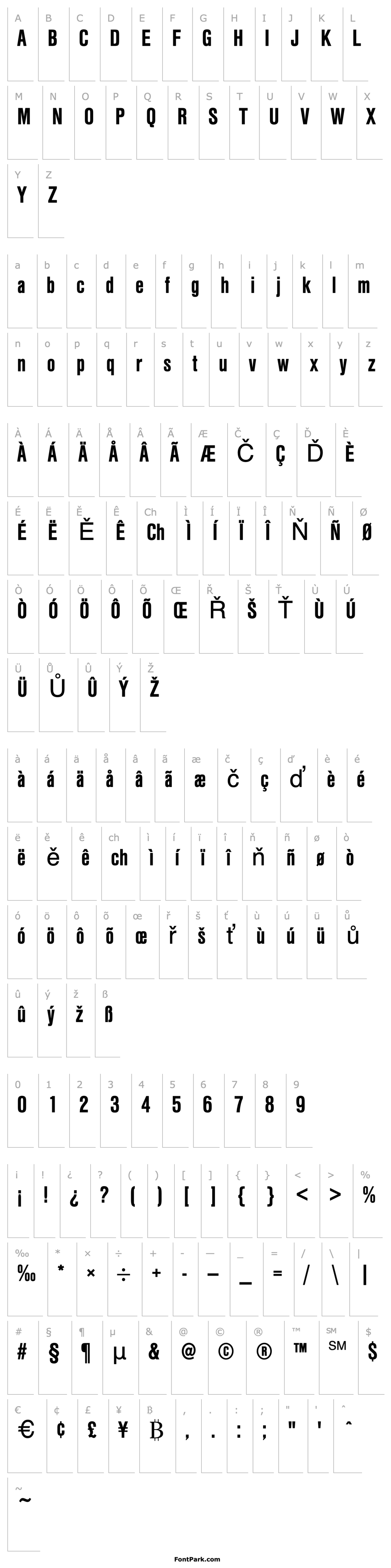 Přehled NimbusSansT-BoldCondensed