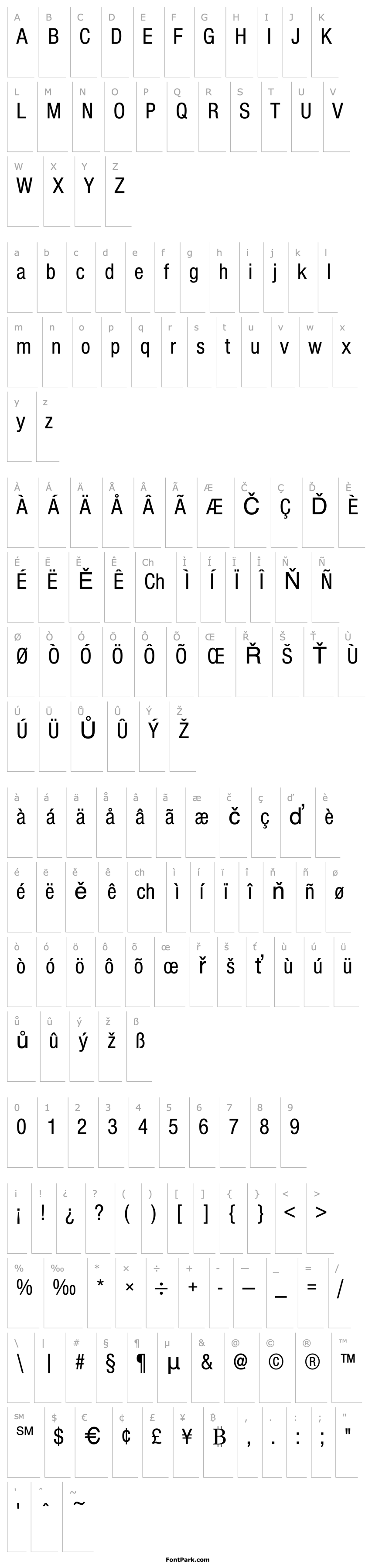 Přehled NimbusSansT-RegularCondensed