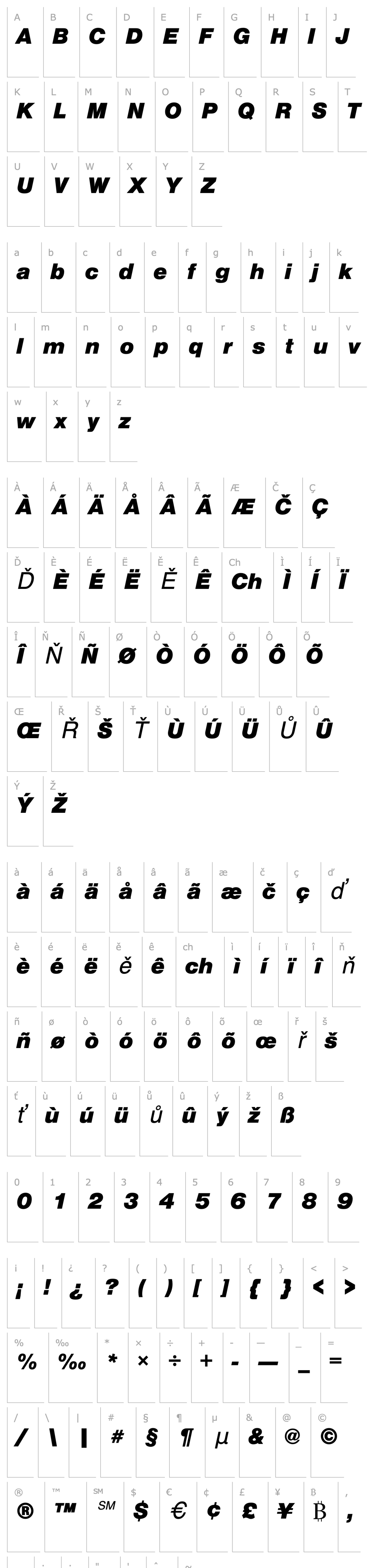 Overview NimbusSanTBla Italic