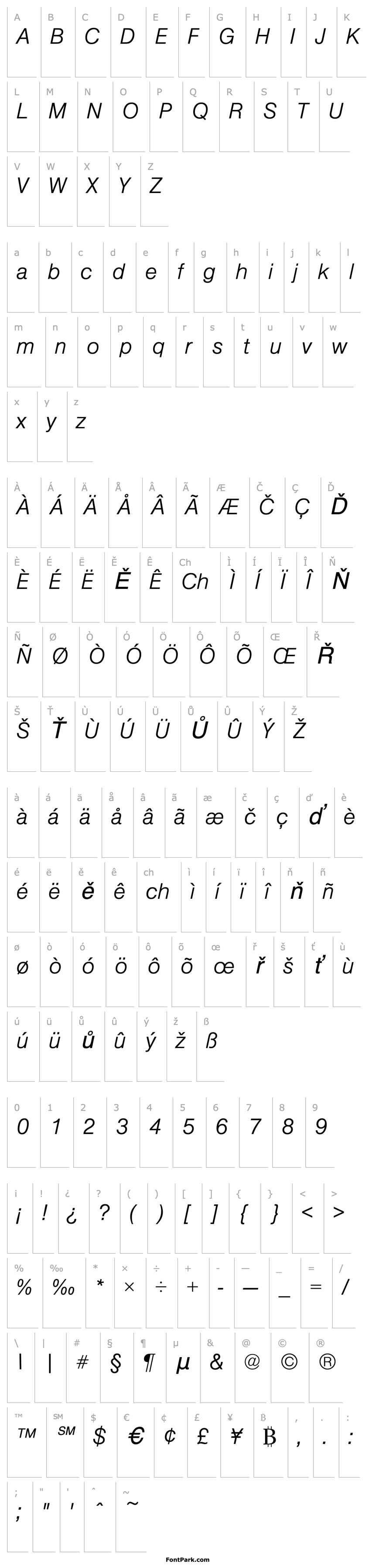 Overview NimbusSanTLig Italic