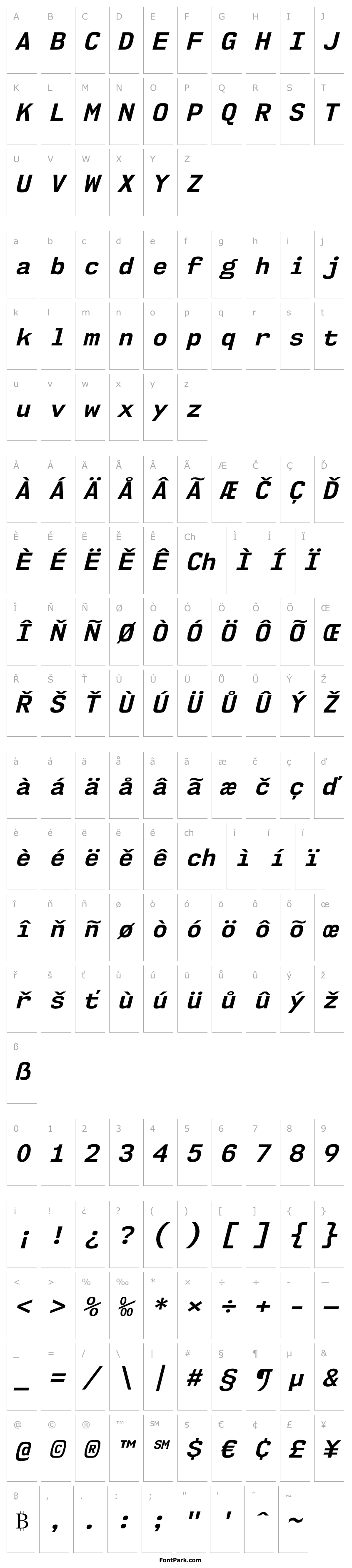 Overview NK57MonospaceRg-BoldItalic