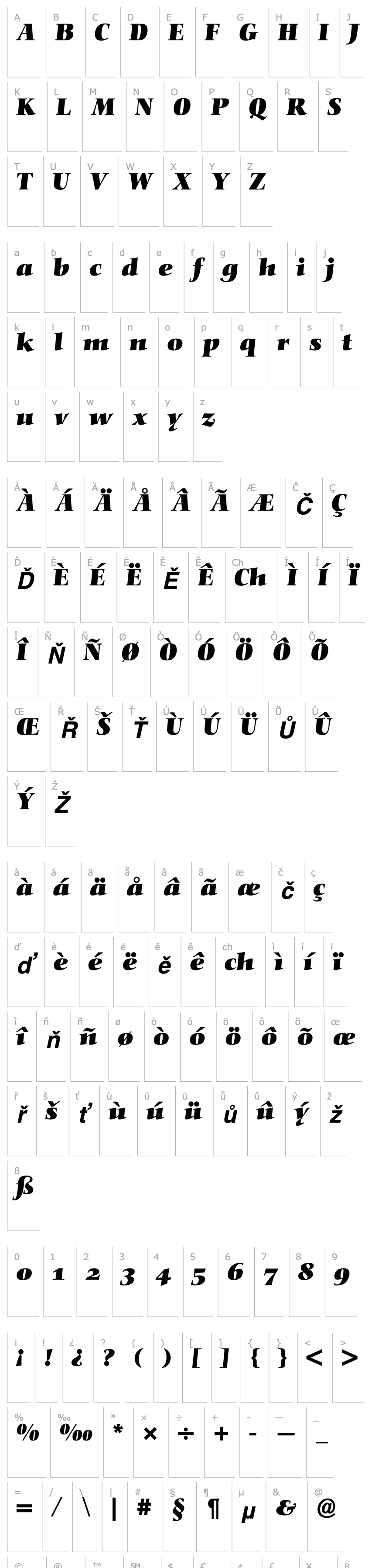 Přehled NofretOldstyleFigures-Bold Italic