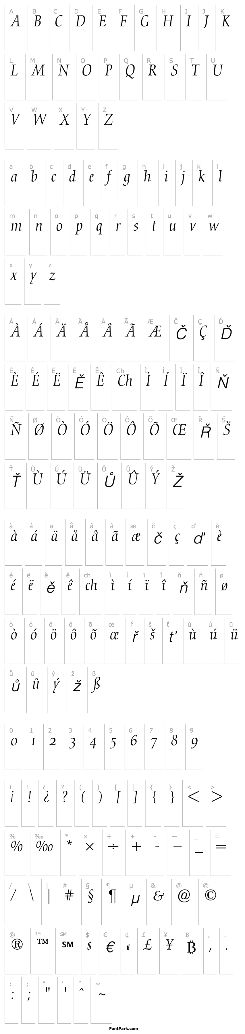 Přehled NofretOldstyleFigures-Light Italic