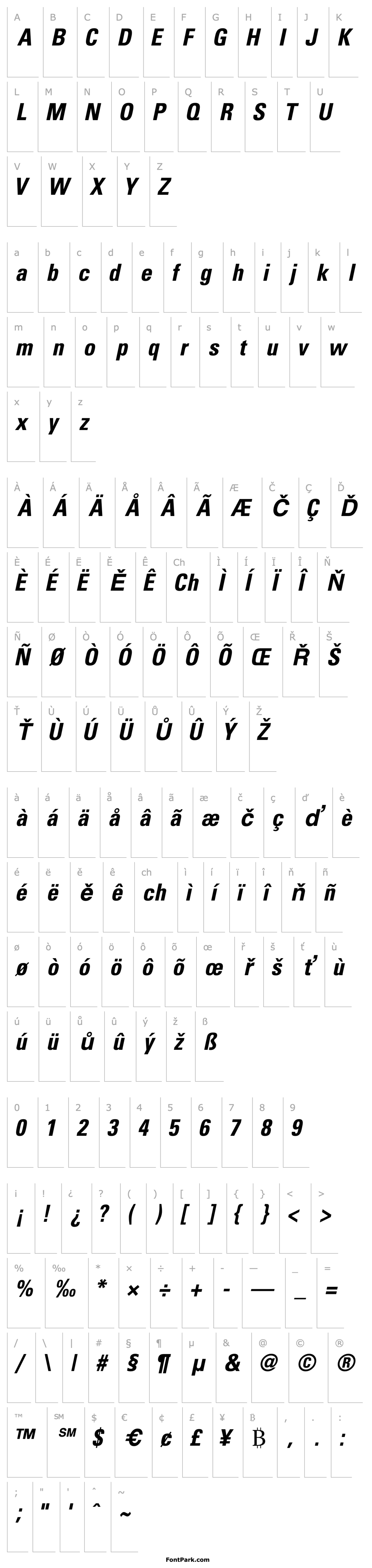 Přehled NovaCondSSK Bold Italic