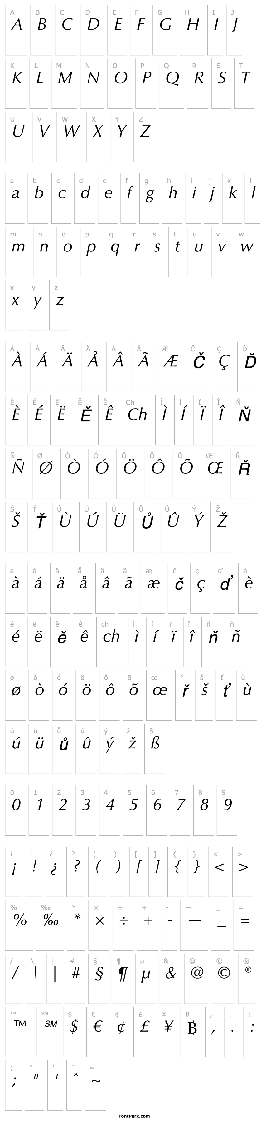 Overview OptimaLTStd-Italic