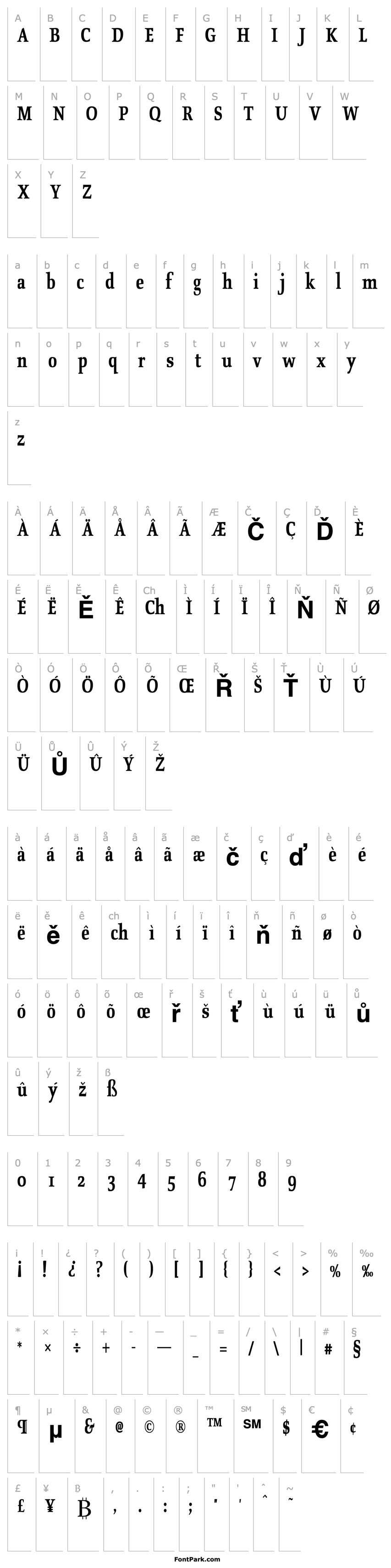 Overview OldstyleCondensed Bold