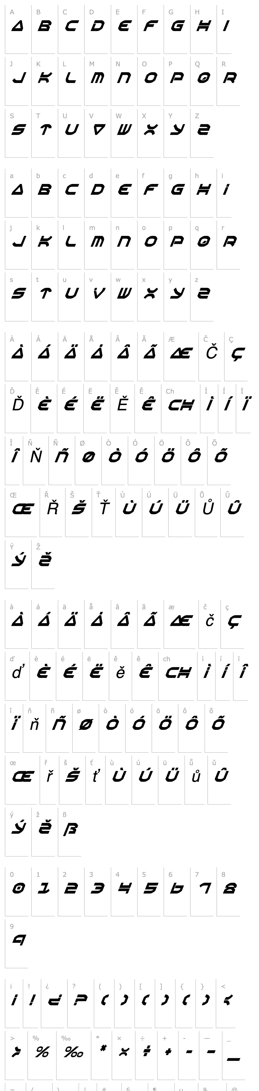 Overview Oberon Condensed Italic