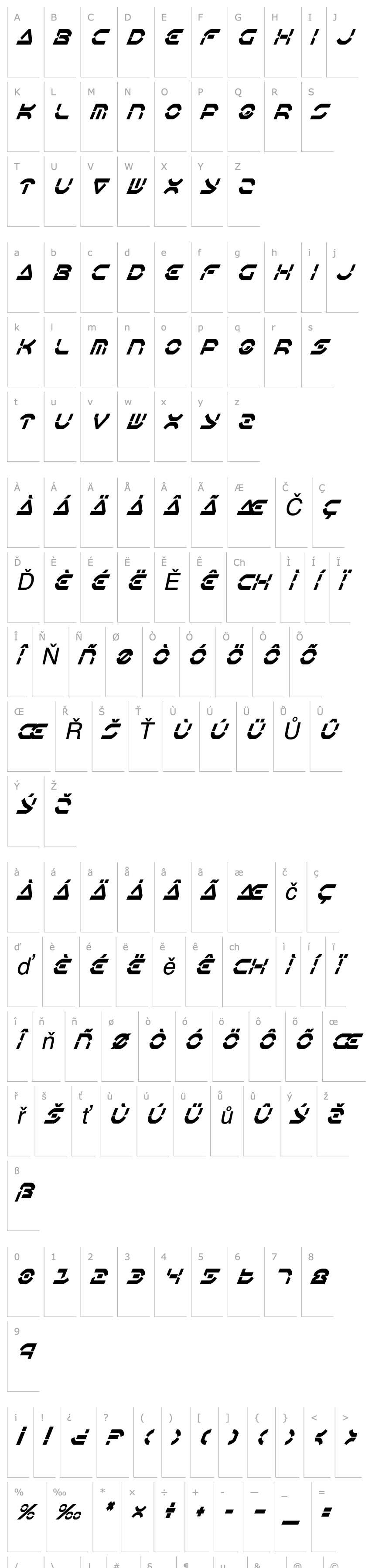 Overview Oberon Deux Condensed Italic