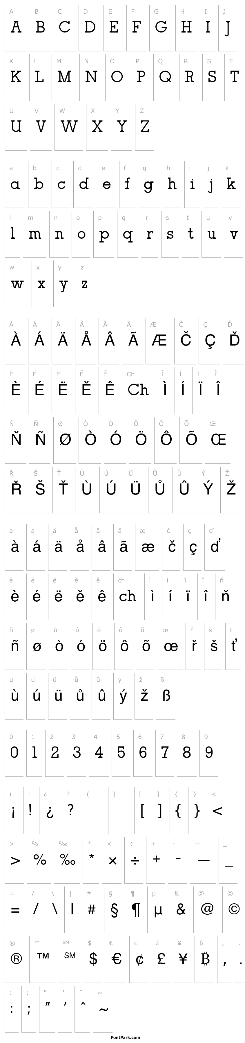 Přehled oce slab serif