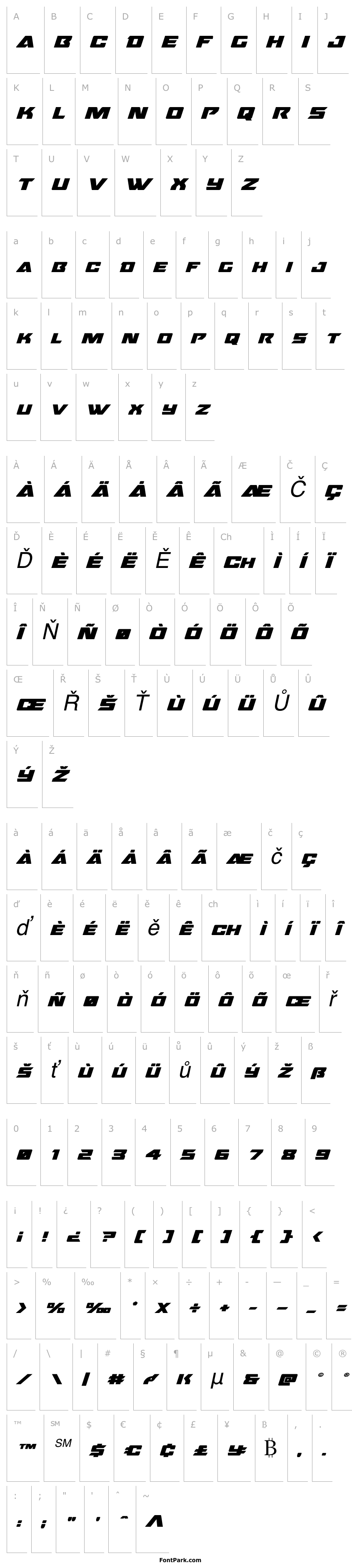 Přehled Oceanic Drift Bold Expanded Italic