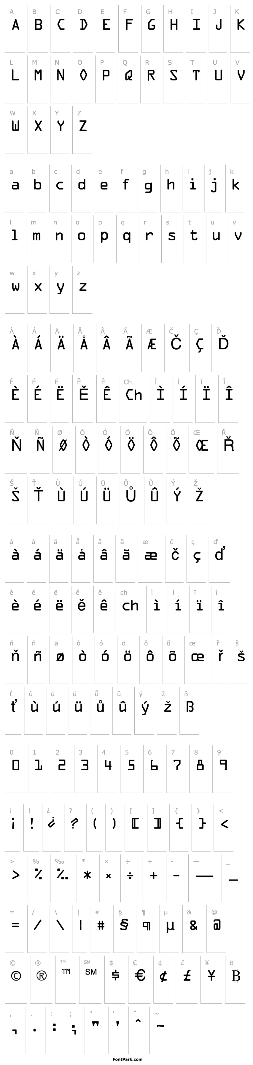 Overview OCR-A Regular