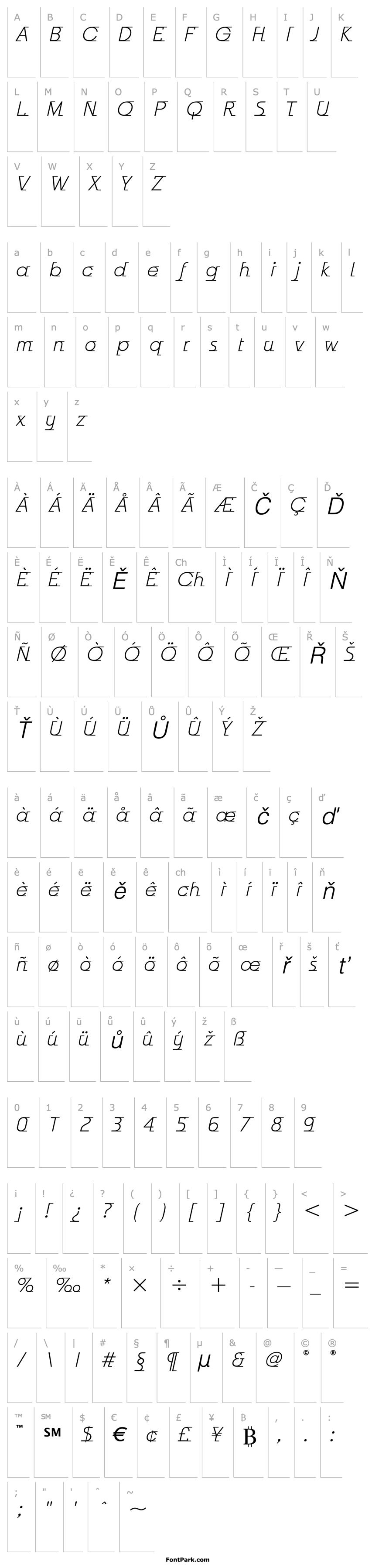 Overview Odyssee ITC Light Italic