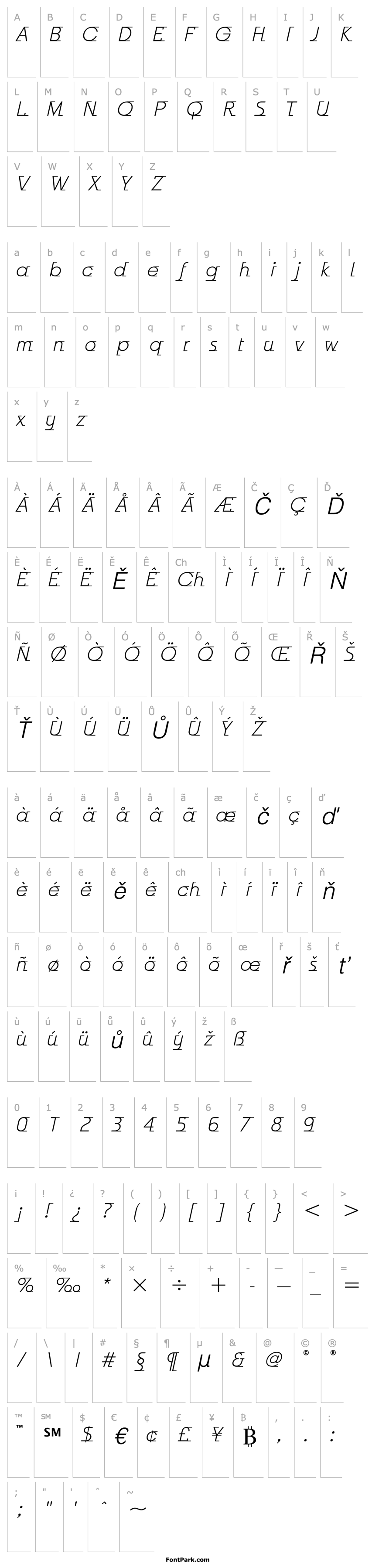 Overview Odyssee ITC TT LightItalic