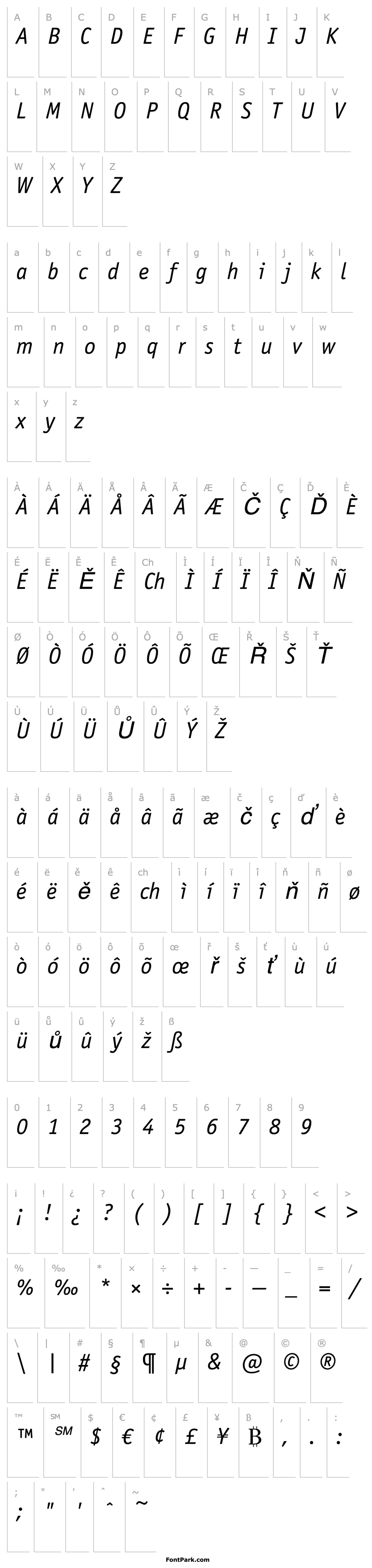 Overview Officina Sans ITC Book Italic