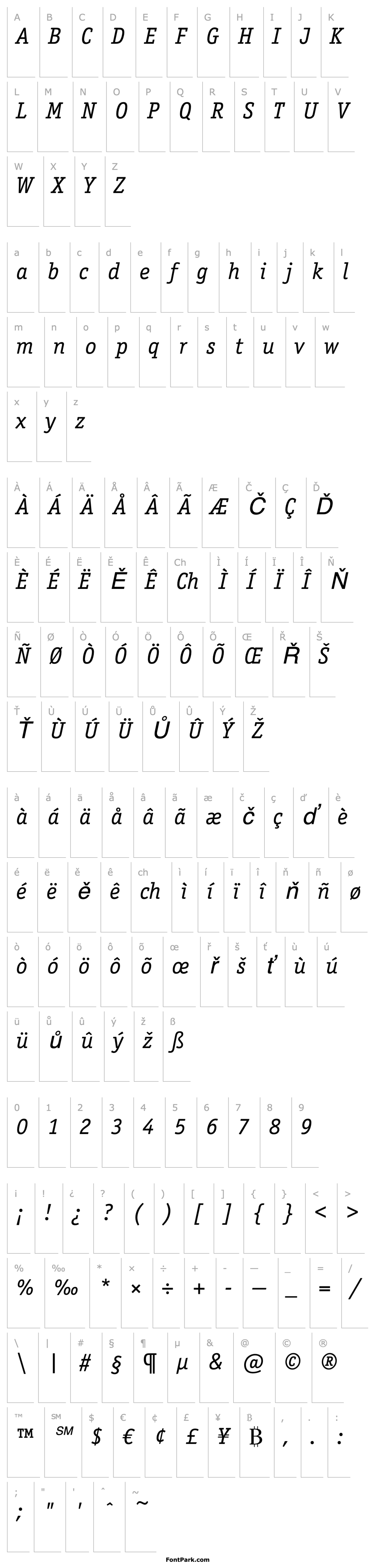 Overview Officina Serif ITC Book Italic