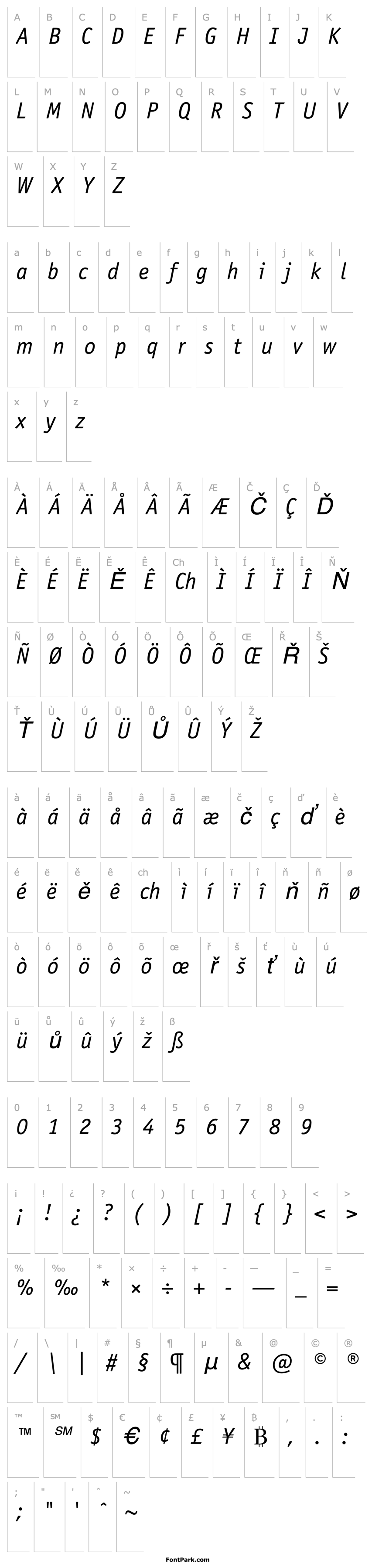 Overview OfficinaSans-BookItalic