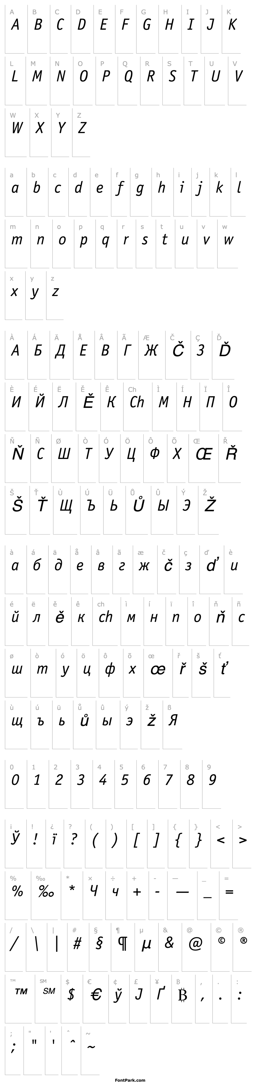 Overview OfficinaSansC-BookItalic