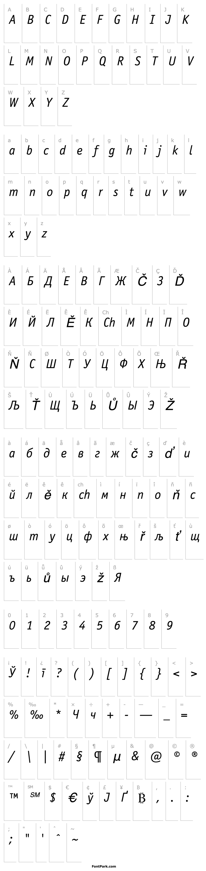 Overview OfficinaSansCTT Italic
