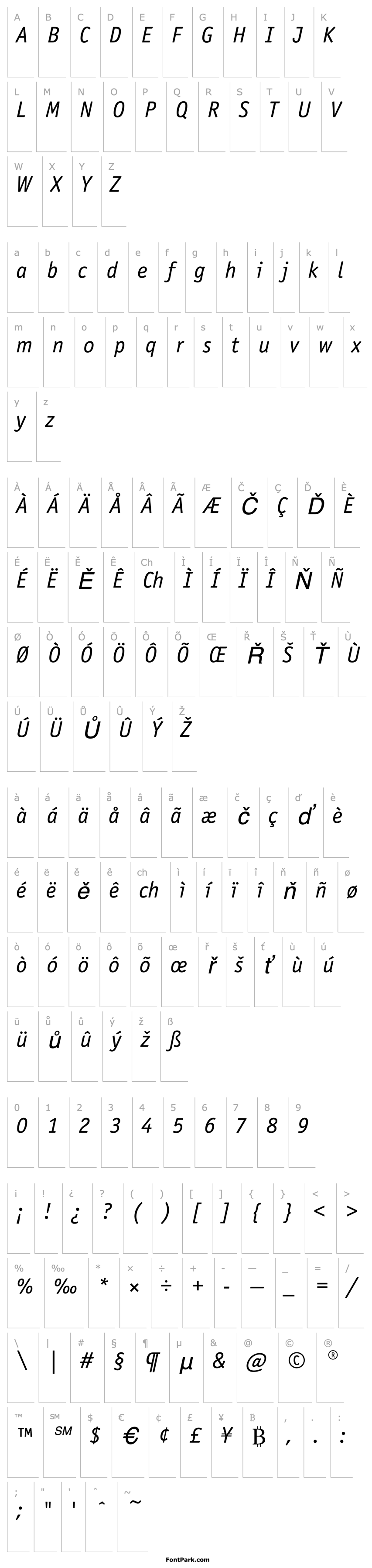 Overview OfficinaSansEF-BookItalic