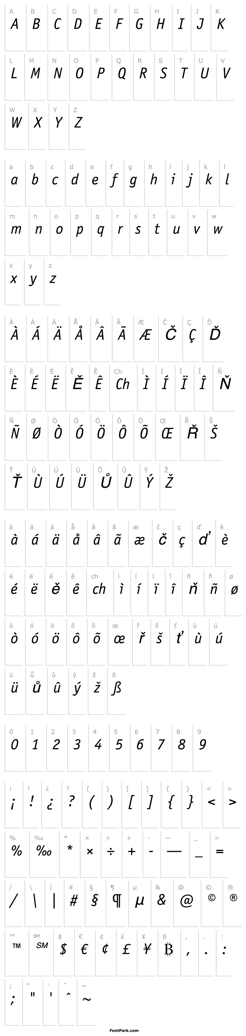 Overview OfficinaSansLT-BookItalic