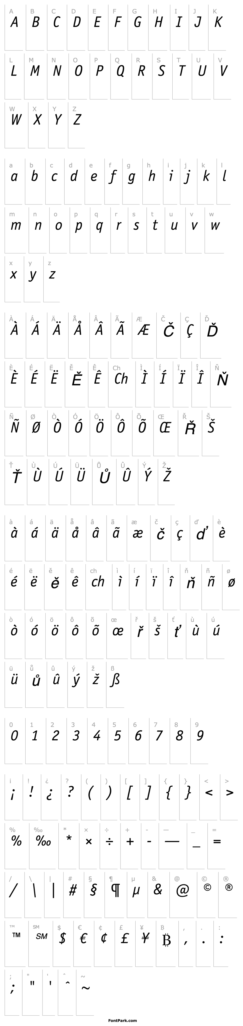 Overview OfficinaSansStd-BookItalic