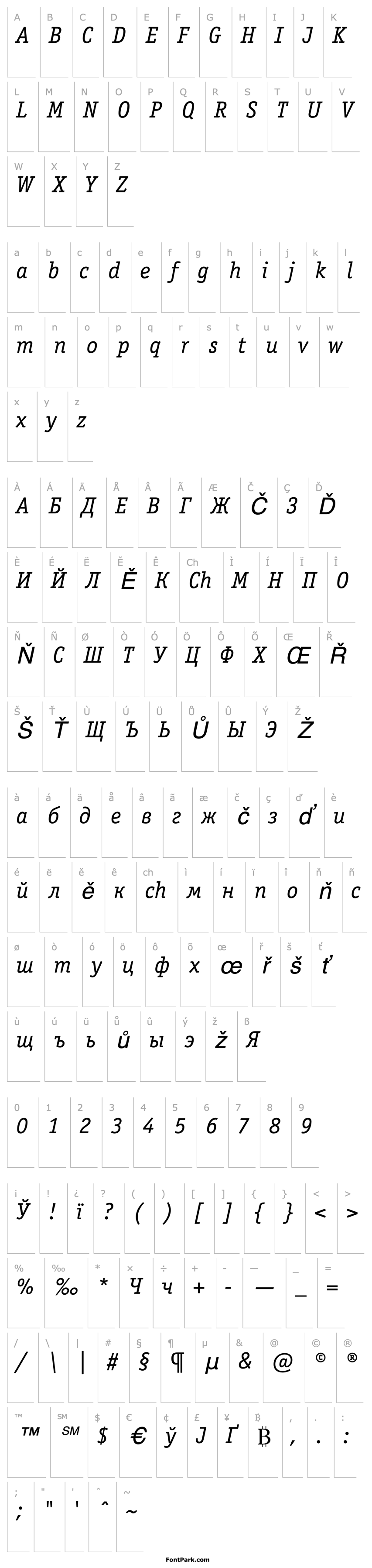 Overview OfficinaSerifC-BookItalic