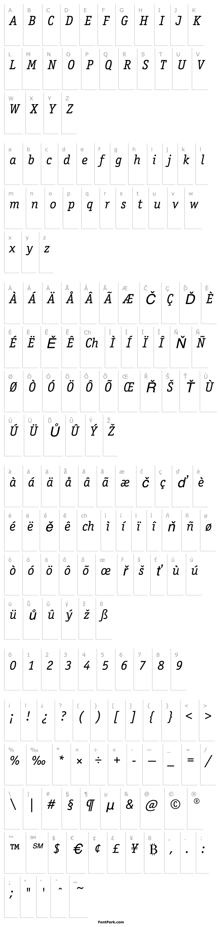 Overview OfficinaSerifEF-BookItalic