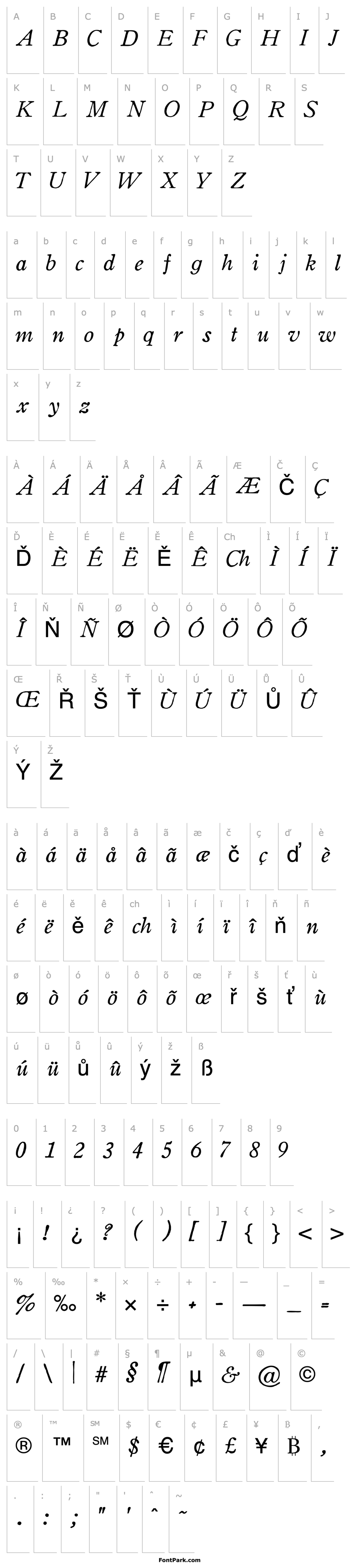 Přehled Oldstyle Italic HPLHS