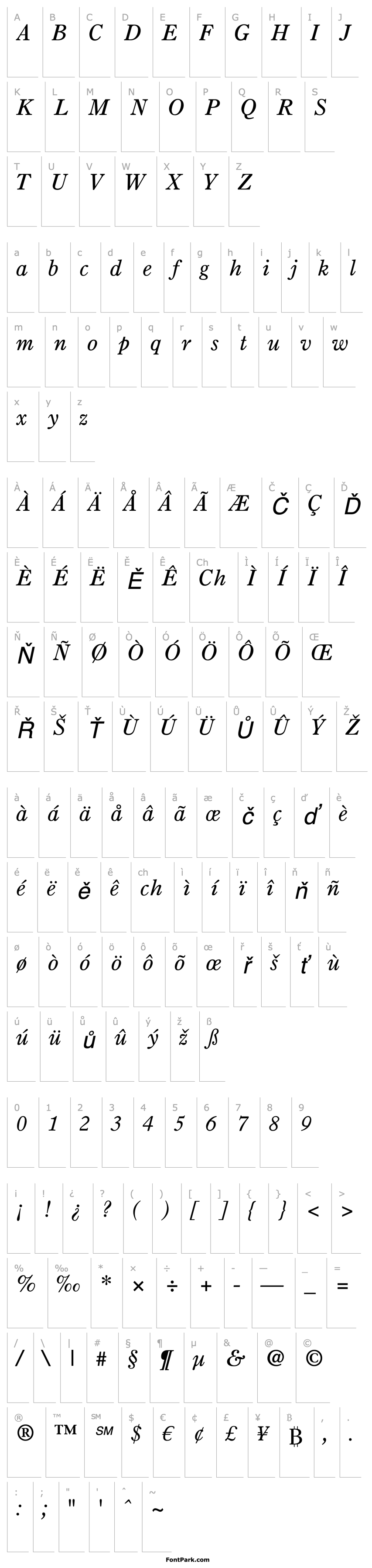 Overview OldStyle7Std-Italic