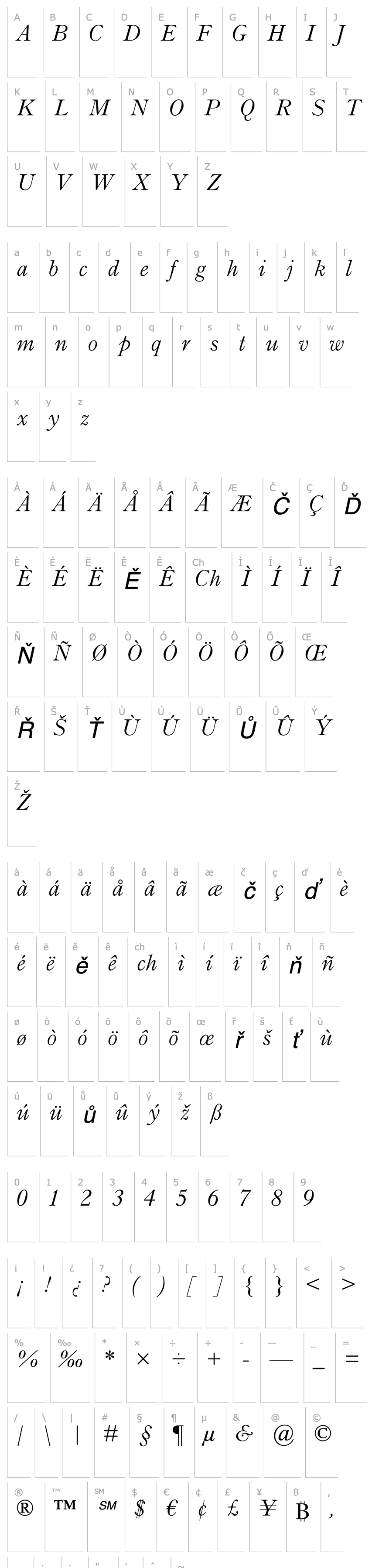 Přehled OldStyleMTStd-Italic