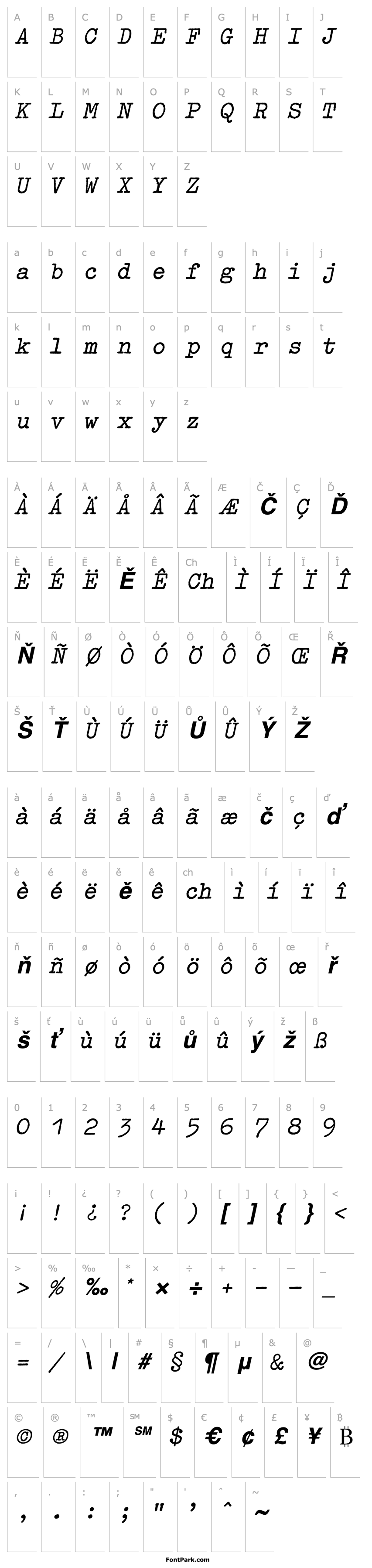 Overview OldTypewriterEF-BoldObl