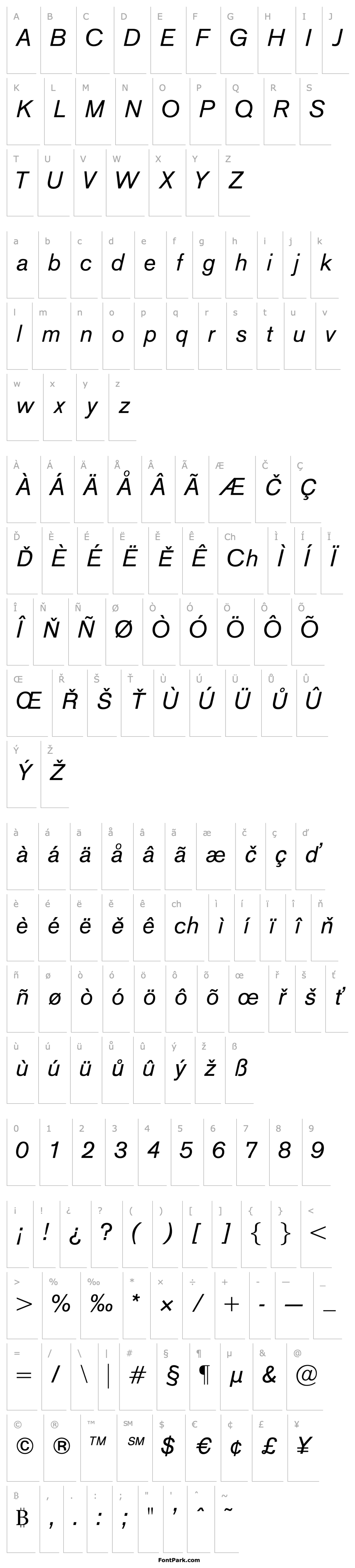 Overview OPTIAkrogrotesk-Italic